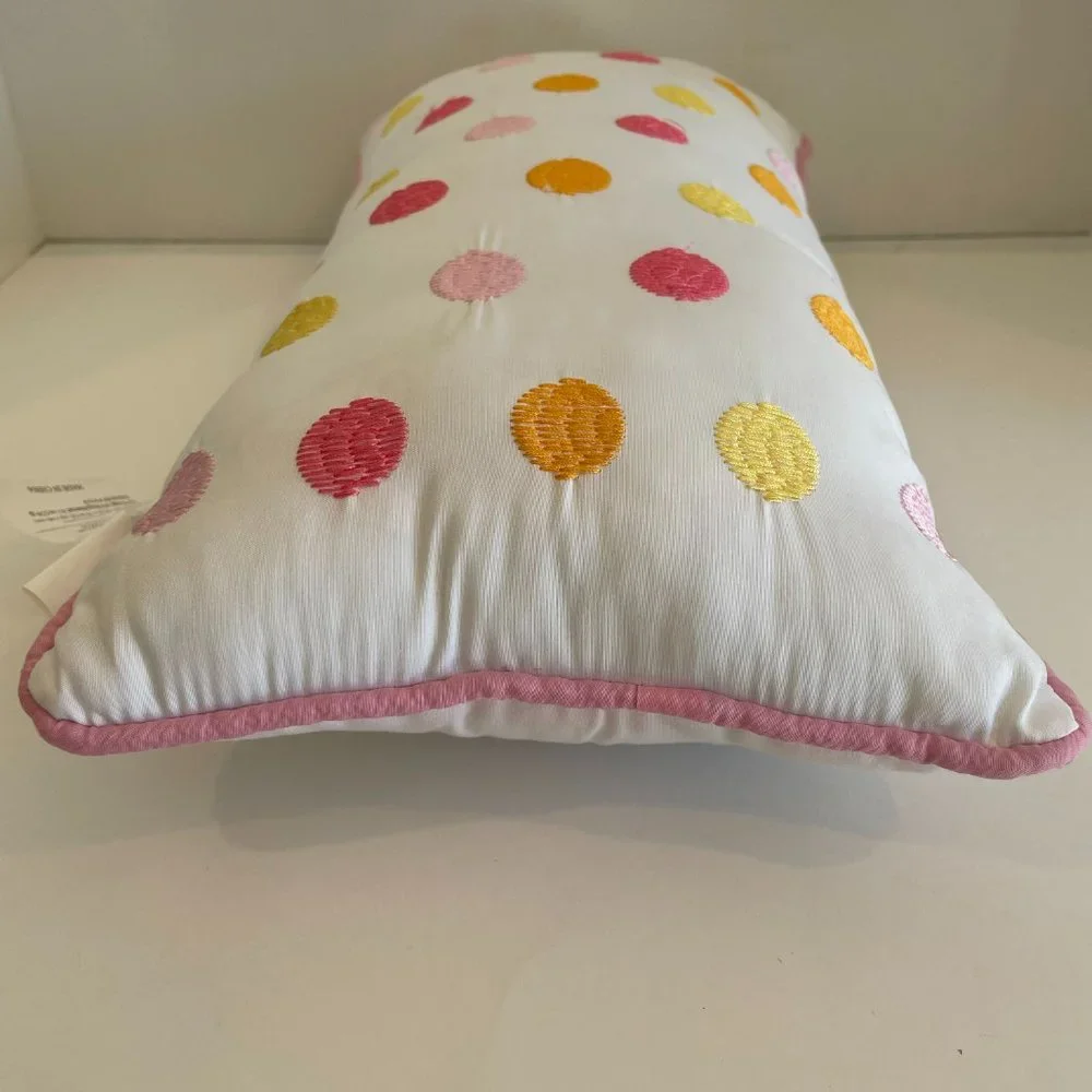Decorative Lumbar Throw Pillow with Colorful Polka Dots & Piped Edges 18” x 10
